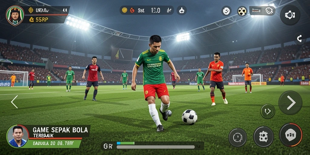 Tampilan gameplay 55RP yang seru dan menegangkan dalam pertandingan sepak bola.