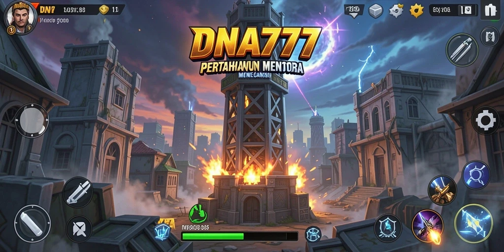 Screenshot gameplay dari <strong>DNA777</strong> yang menampilkan aksi Tower Defense yang seru.