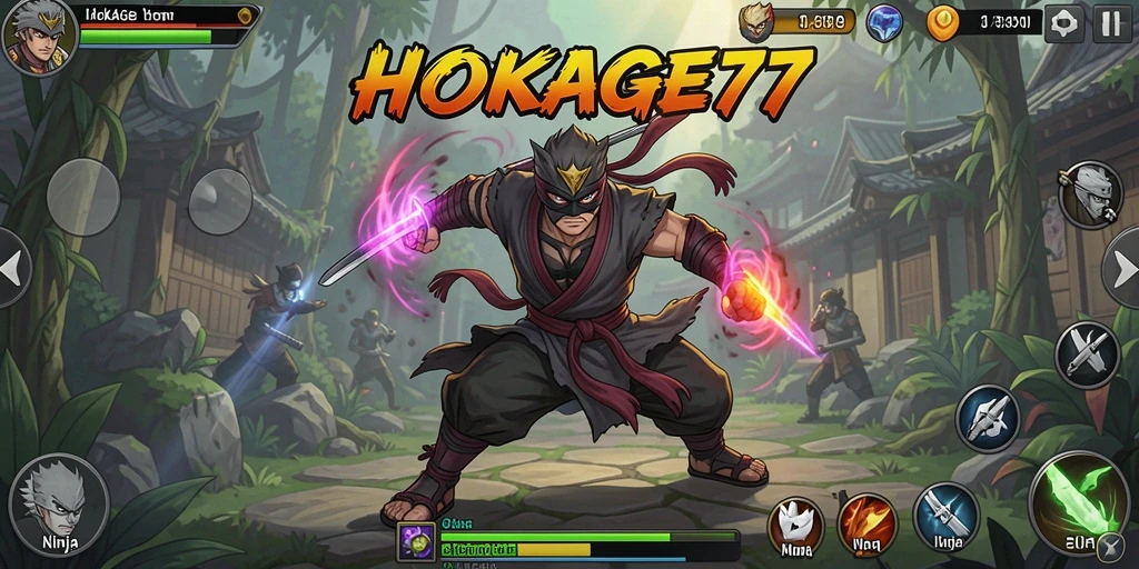 Gameplay HOKAGE77 menampilkan aksi ninja yang seru dan menawan.