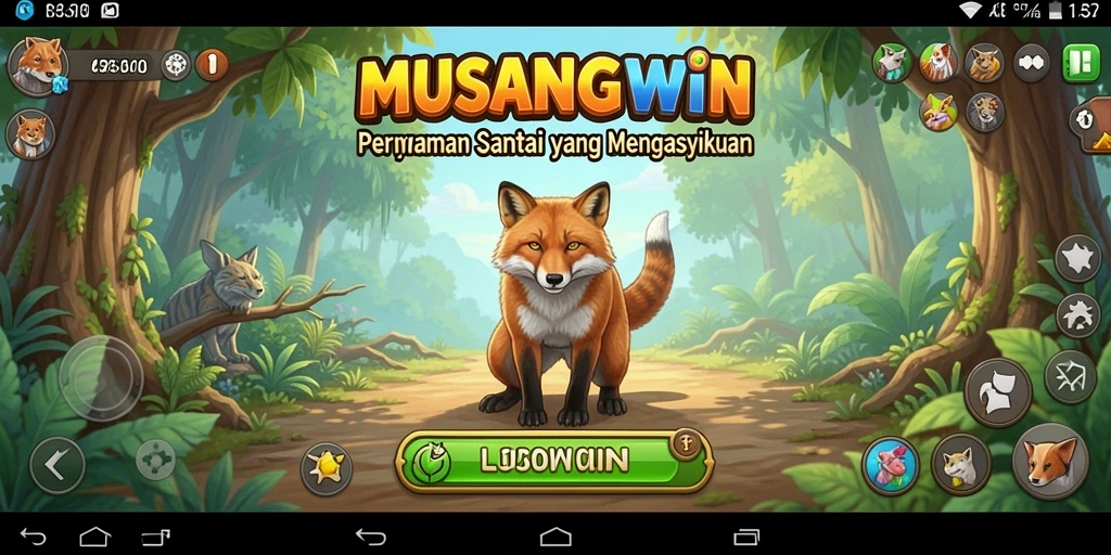 Screenshot gameplay MUSANGWIN menampilkan suasana permainan yang ceria dan menyenangkan.
